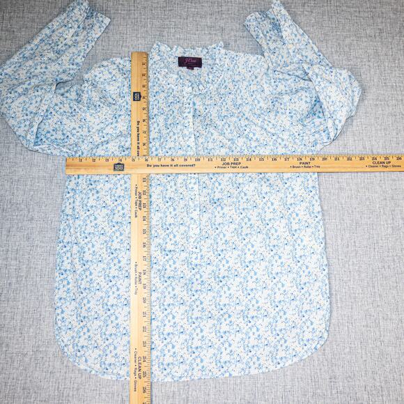 J.Crew Liberty Fabric Cotton Poplin Popover Shirt Blue Misti Valeria floral XS - Picture 10 of 11